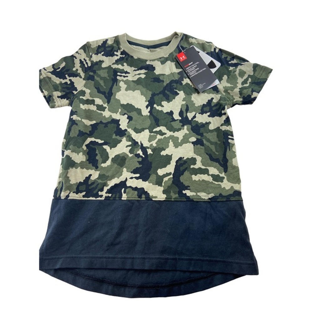 Under Armour Youth Loose Fit Camo & Navy Tee‎ HeatGear YXS 25" Length